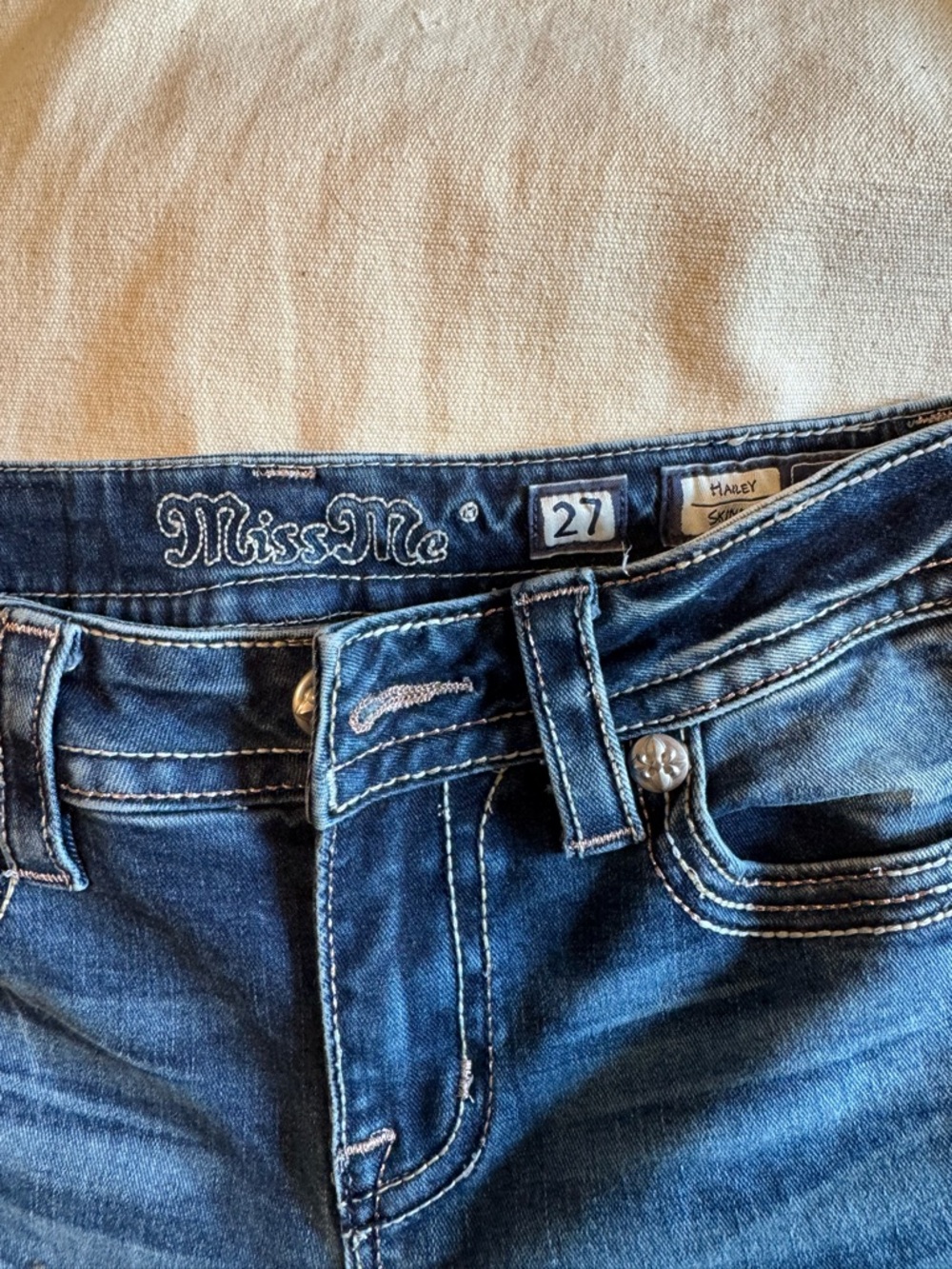 Miss Me Blue Embellished Boot Cut Jeans with Turquoise Accents - Picture 2 of 3